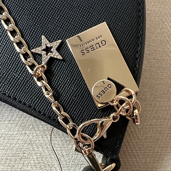 GUESS Black Shoulder Bag with Gold Chain - Picture 9 of 13